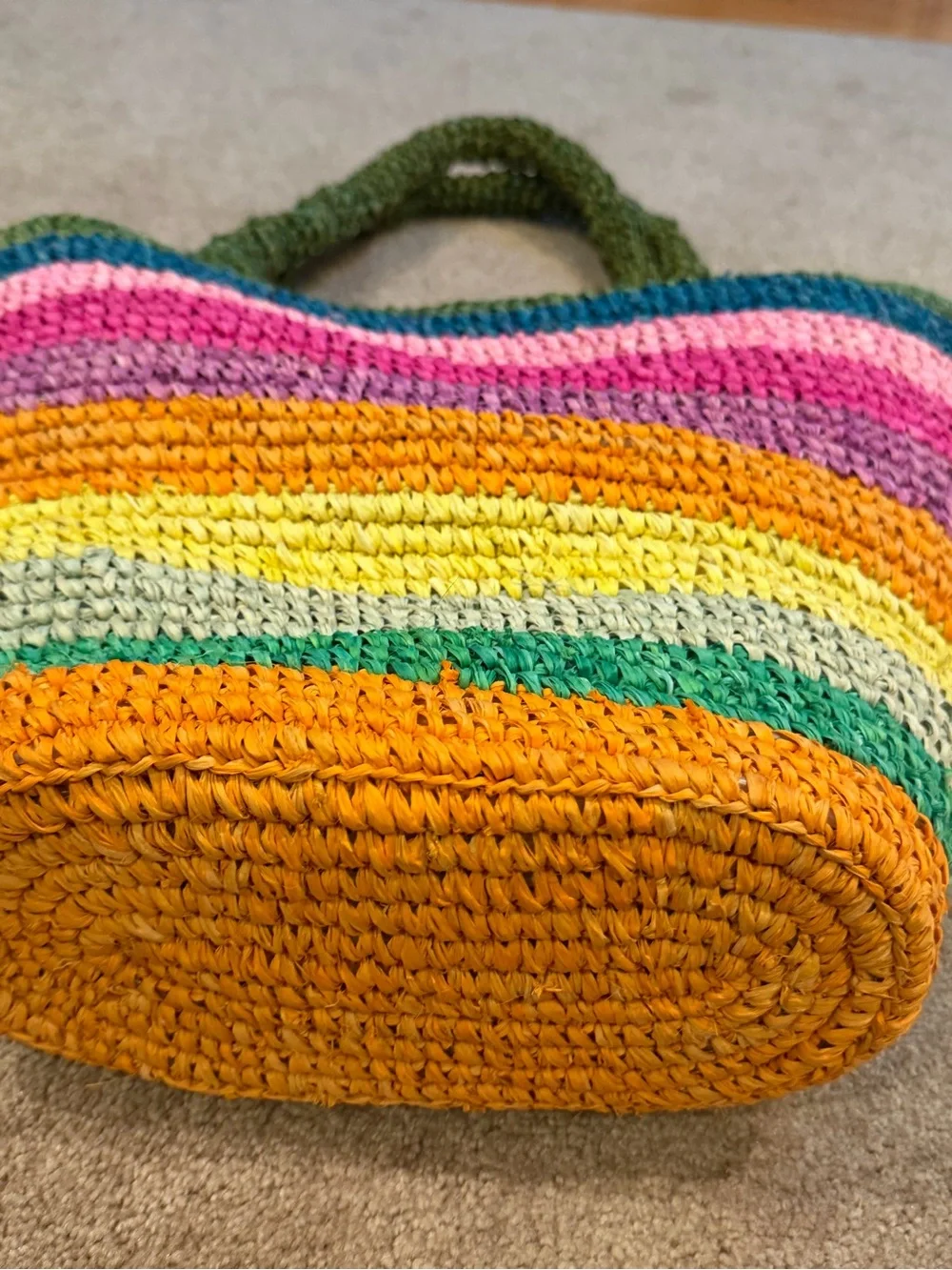 New anthropologie sunshine tienda Bermuda pool tote bag rainbow straw stripe